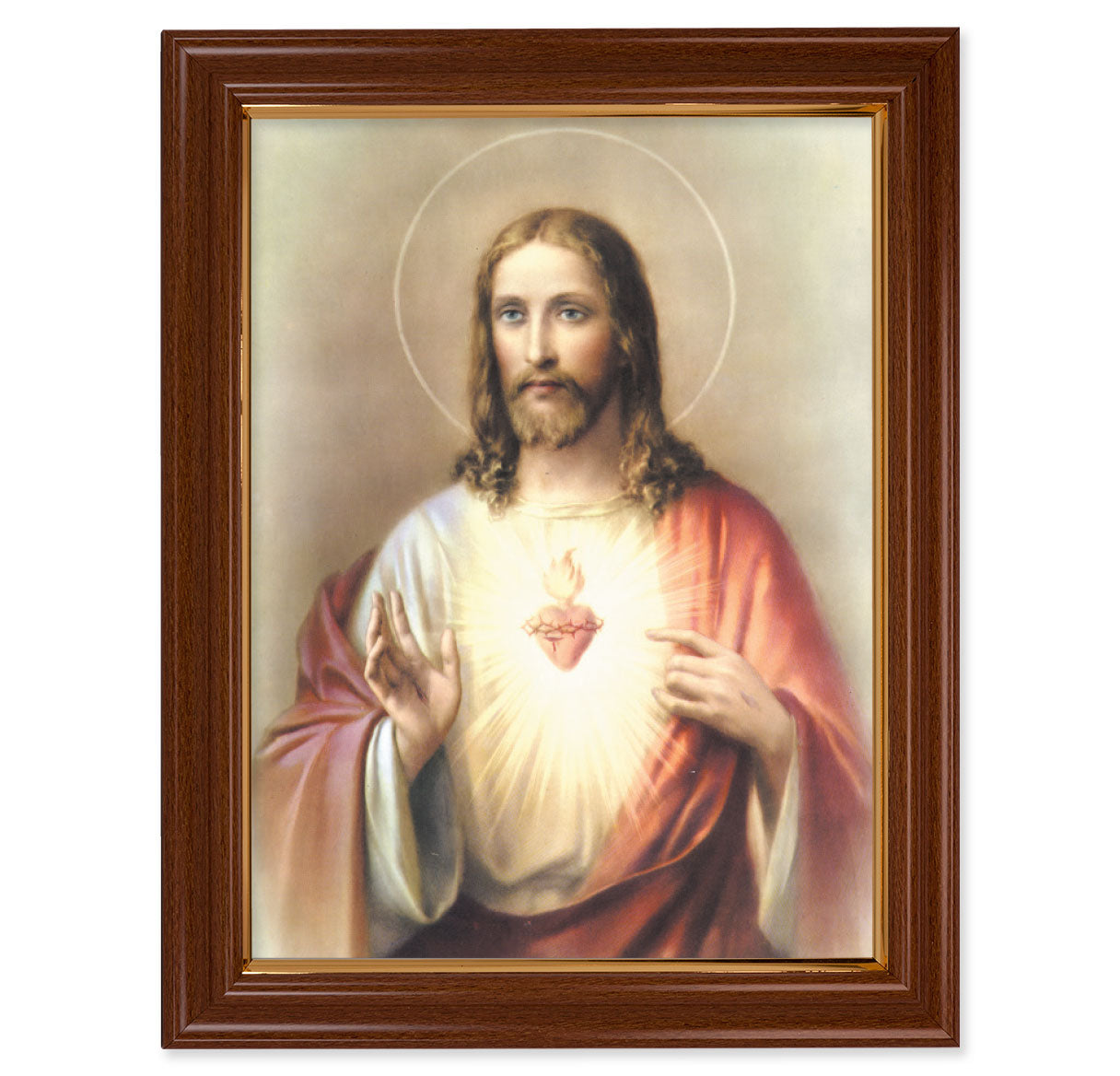 Sacred Heart of Jesus Walnut Finish Framed Art