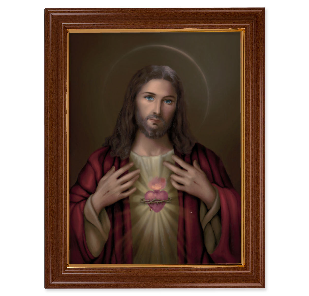 Sacred Heart of Jesus Walnut Finish Framed Art