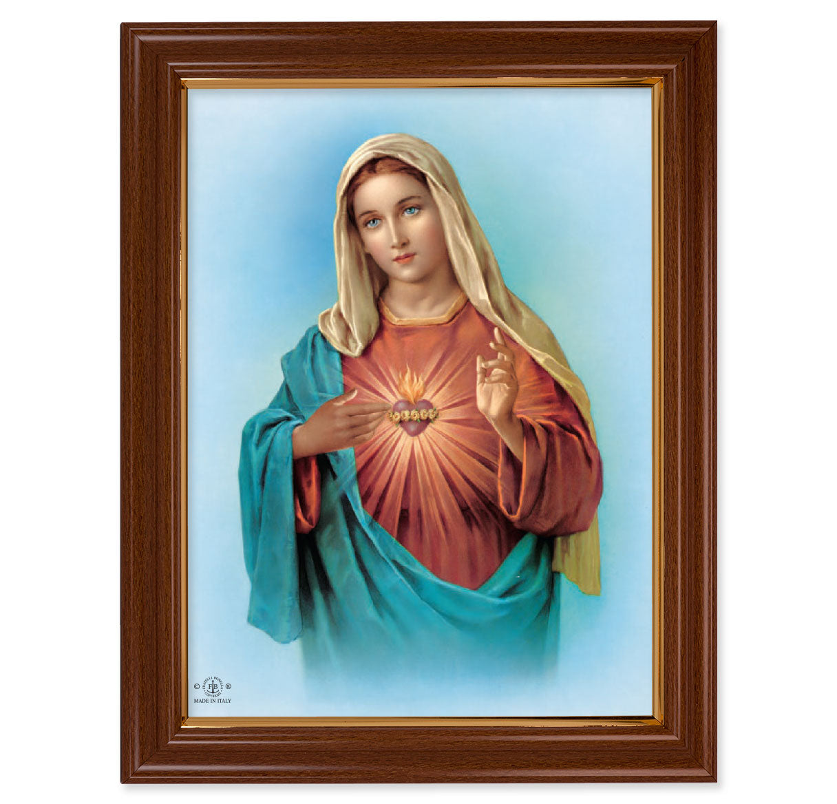 Immaculate Heart of Mary Walnut Finish Framed Art