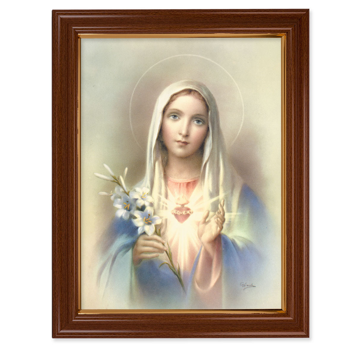 Immaculate Heart of Mary Walnut Finish Framed Art