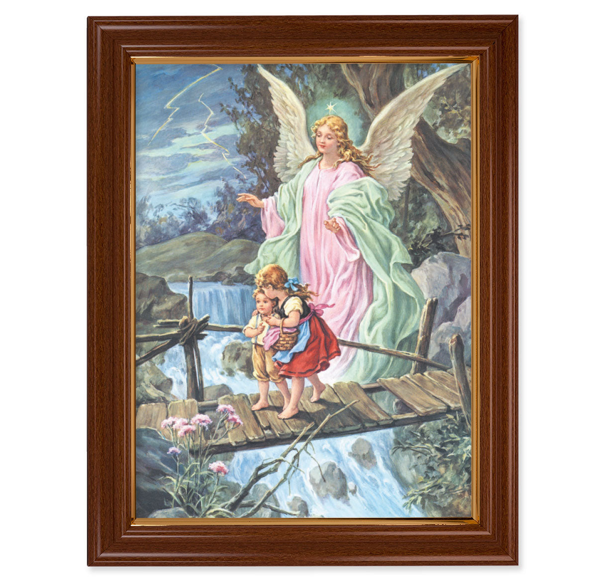Guardian Angel Walnut Finish Framed Art