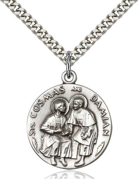 Sterling Silver Saints. Cosmos & Damian Pendant
