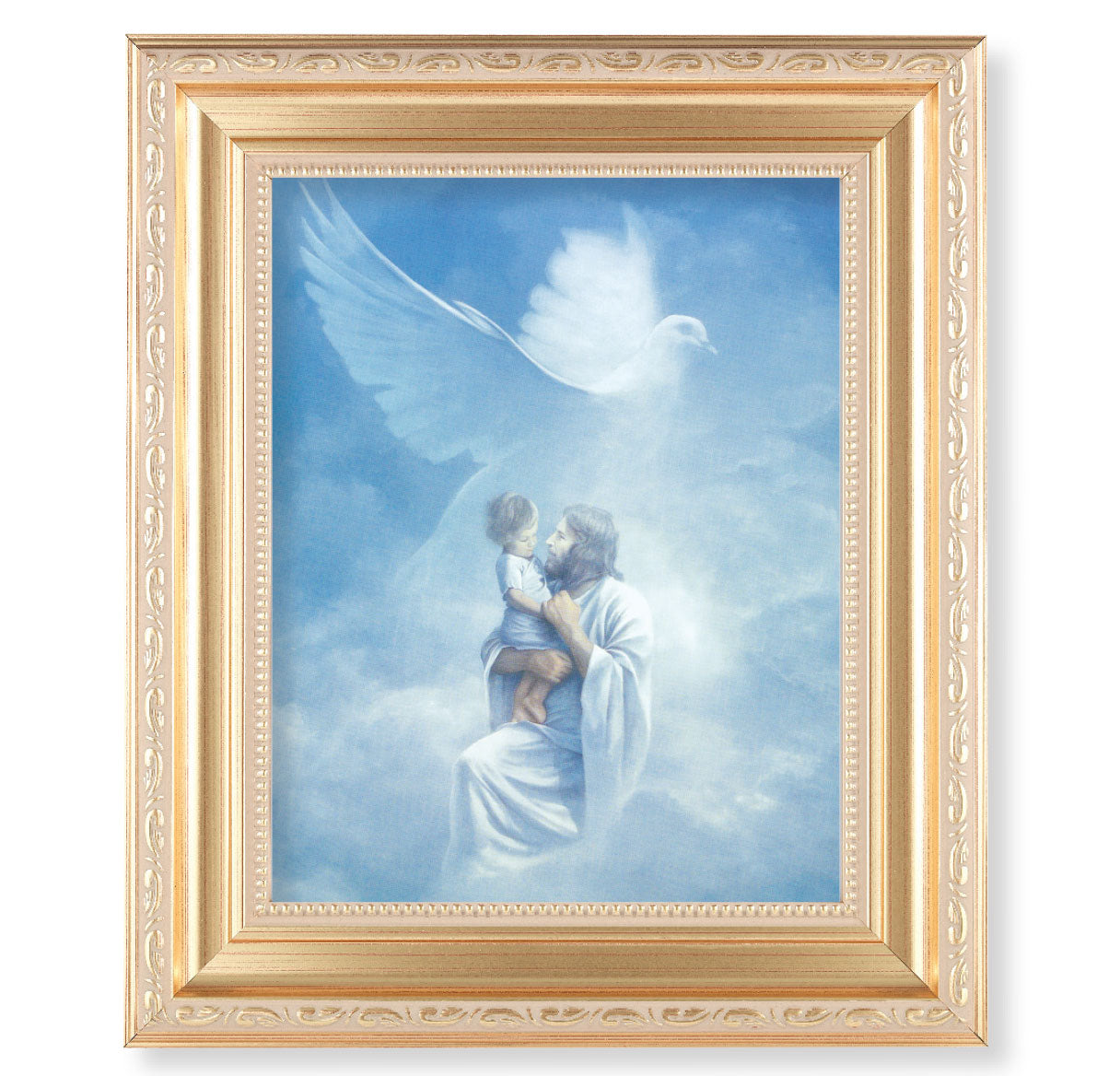 Christ Welcoming Child Gold Framed Art