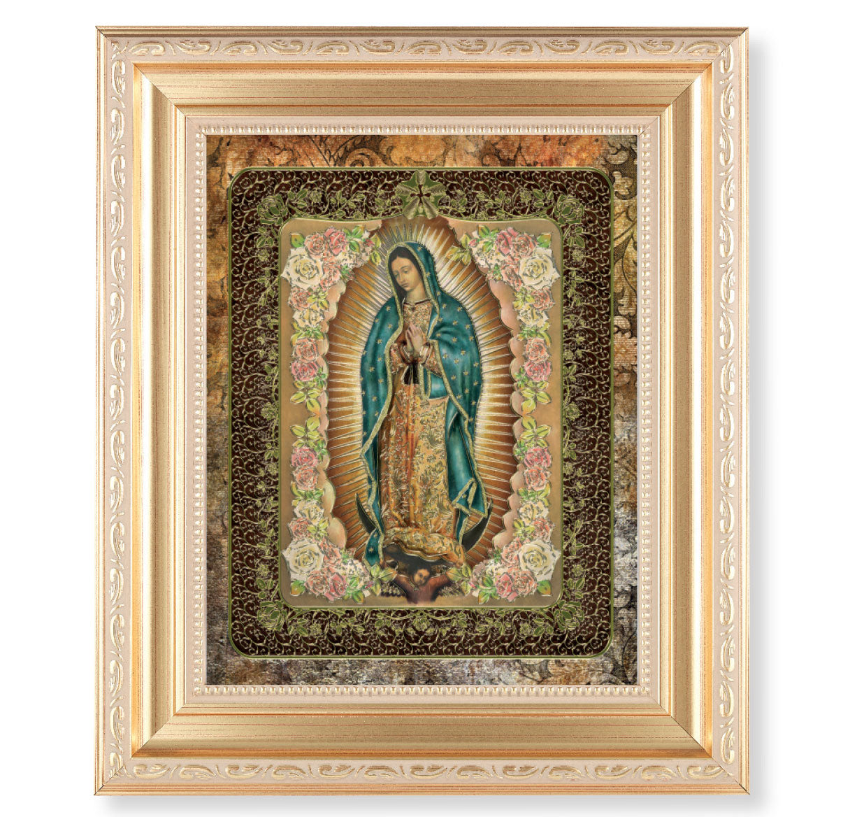 Our Lady of Guadalupe Roses Gold Framed Art