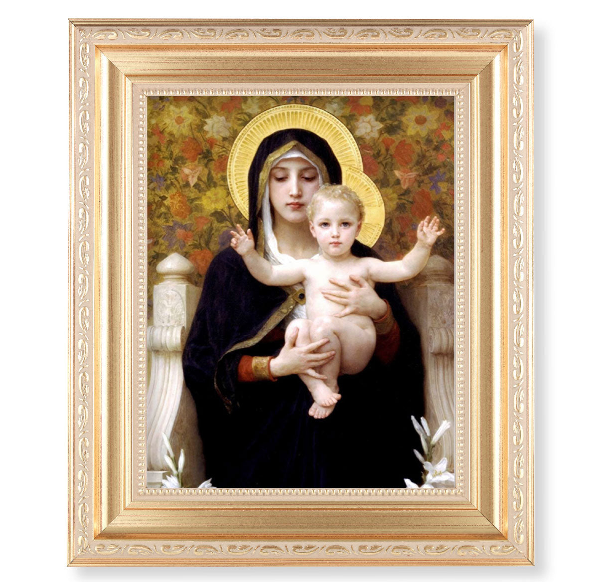 Madonna of the Lilies Gold Framed Art