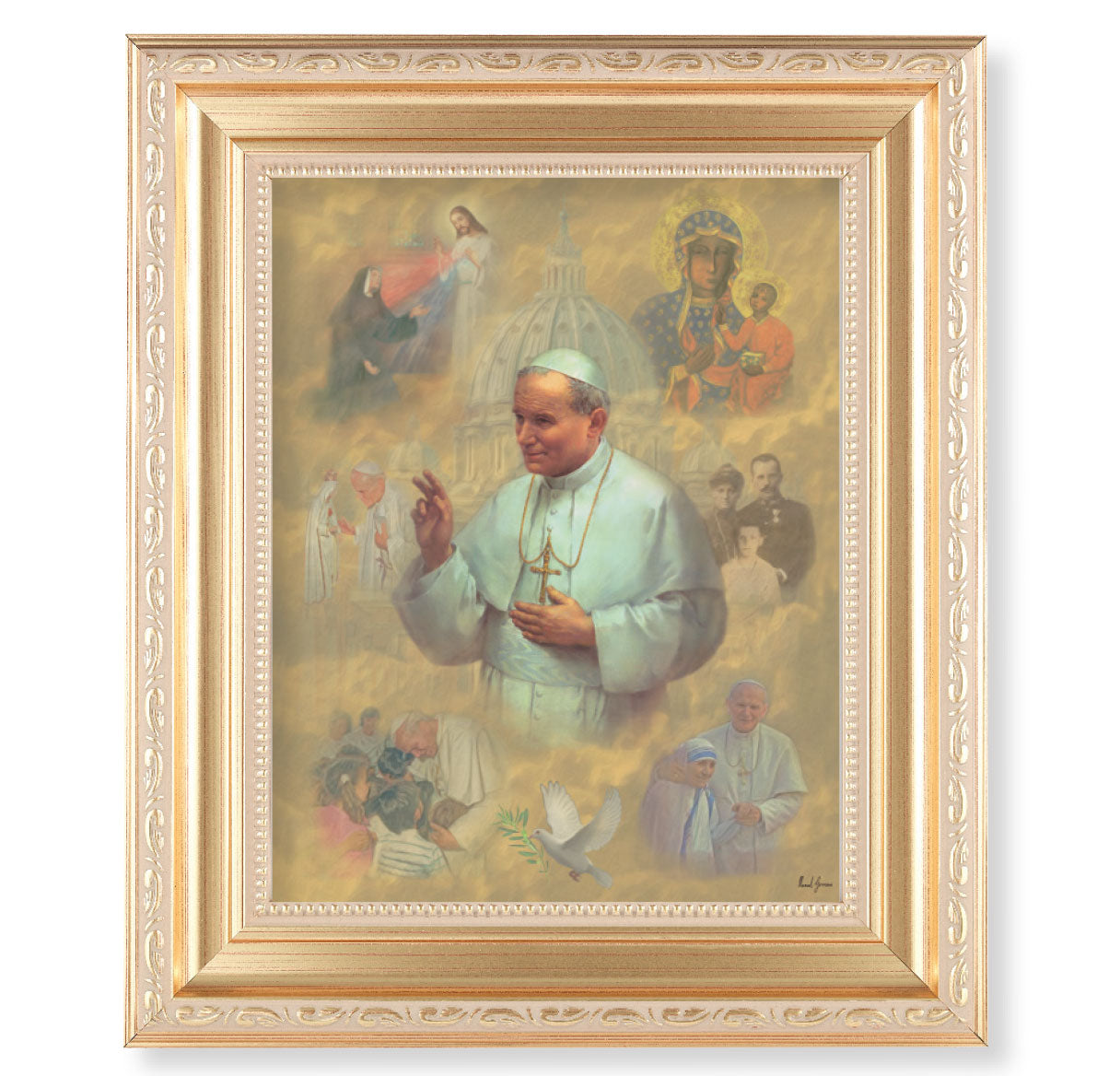 St. John Paul II Gold Framed Art