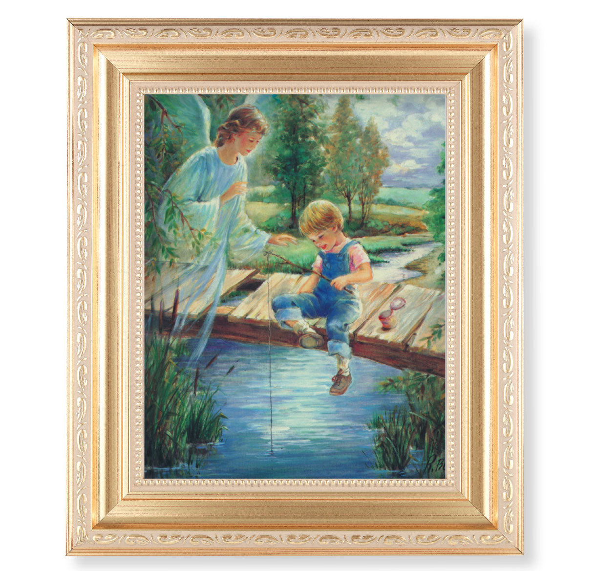 Guardian Angel with Boy Gold Framed Art