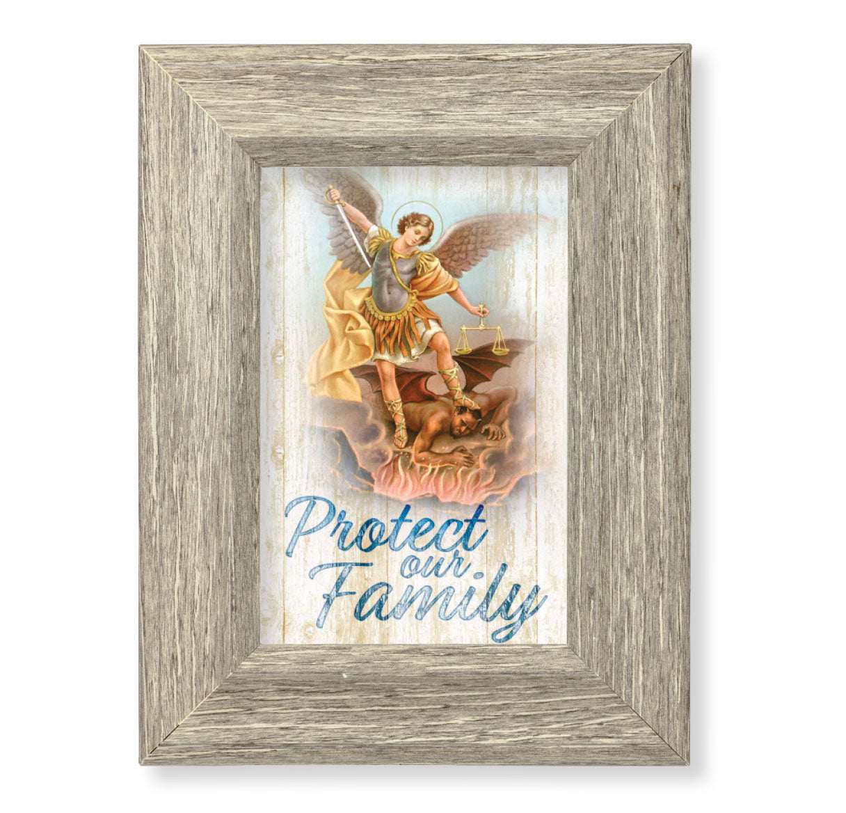 St. Michael House Blessing Gray Framed Art