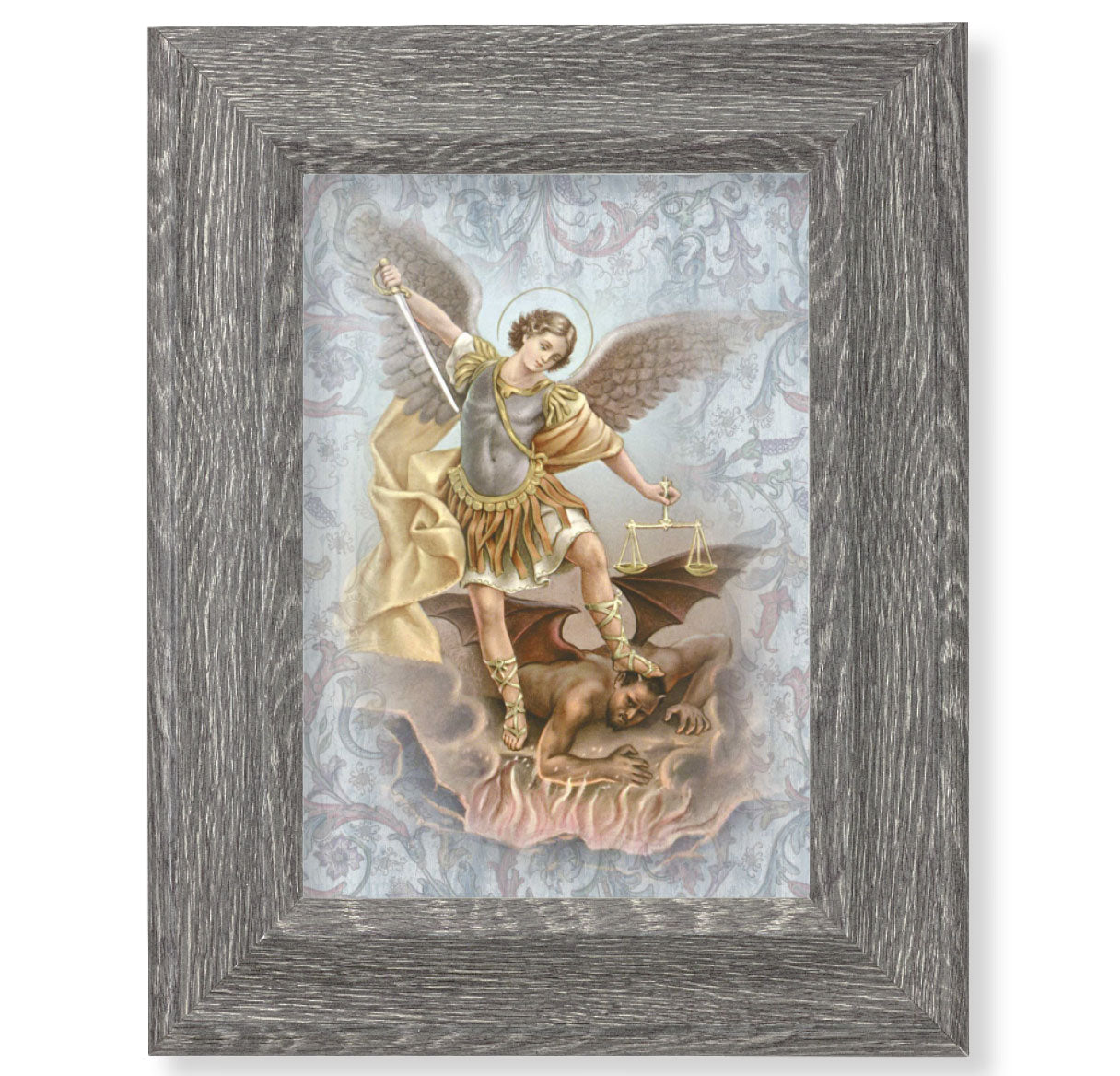 St. Michael Gray Framed Art