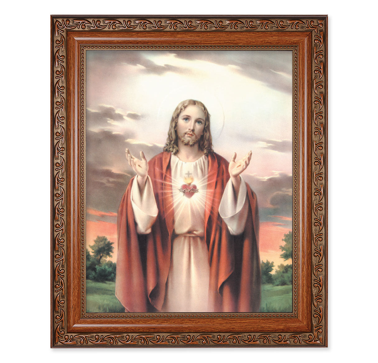 Sacred Heart of Jesus Mahogany Finished Framed Art