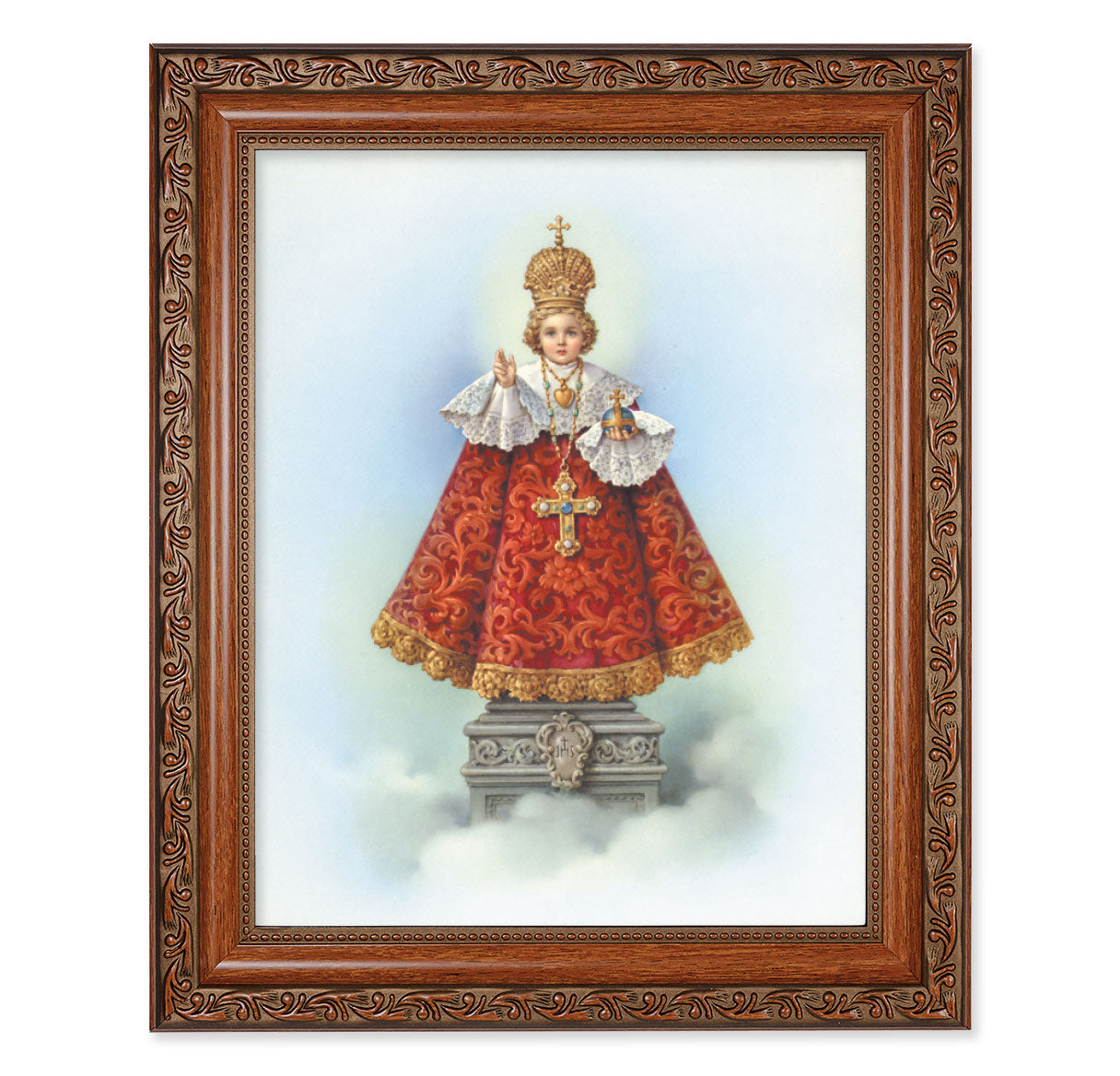 Infant of Prague Mahogany Finished Framed Art