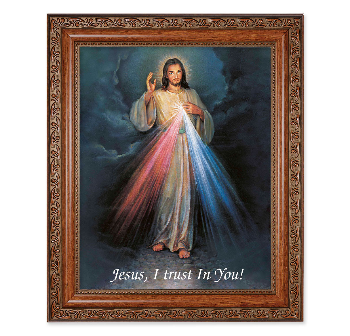 Divine Mercy Mahogany Finished Framed Art