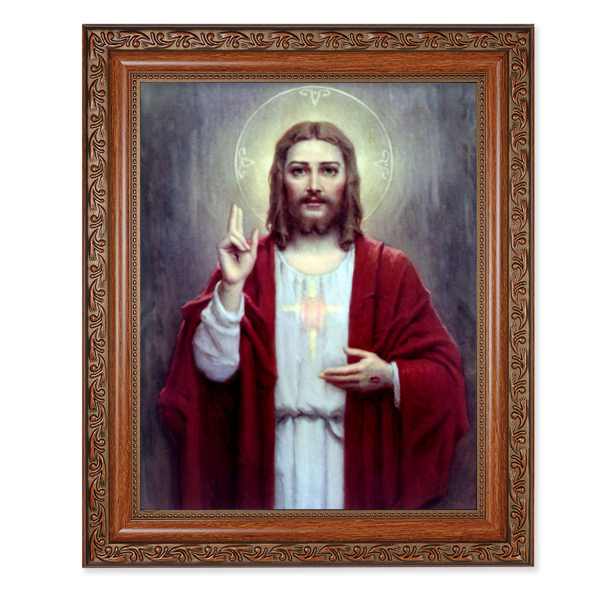 Sacred Heart of Jesus Mahogany Finished Framed Art
