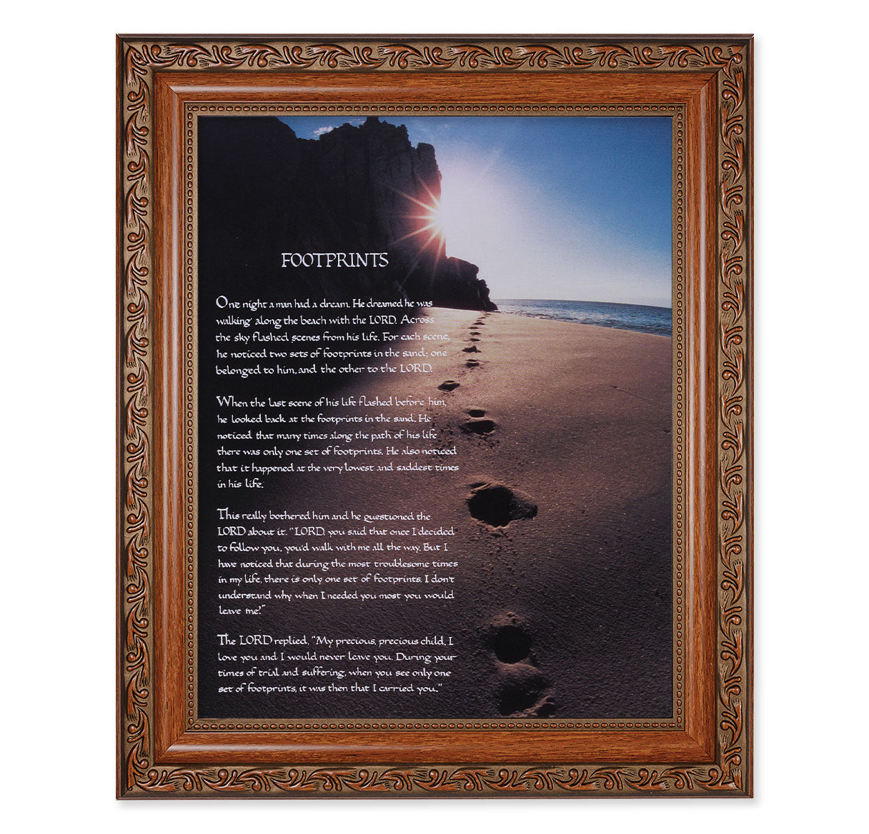 Footprints Mahogany Finished Framed Art