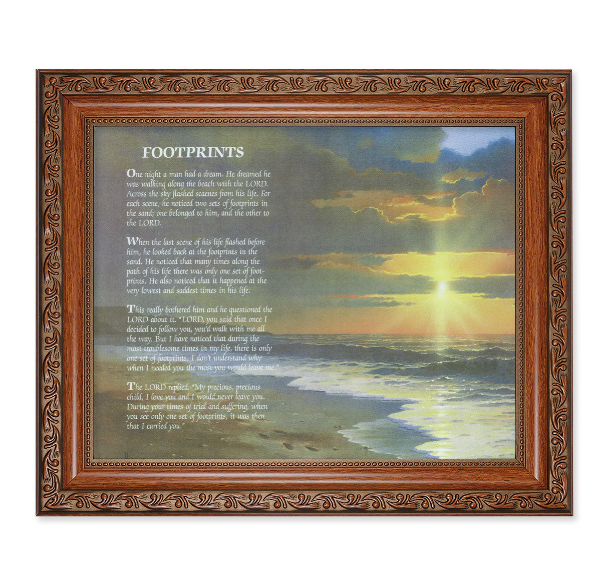 Footprints Mahogany Finished Framed Art