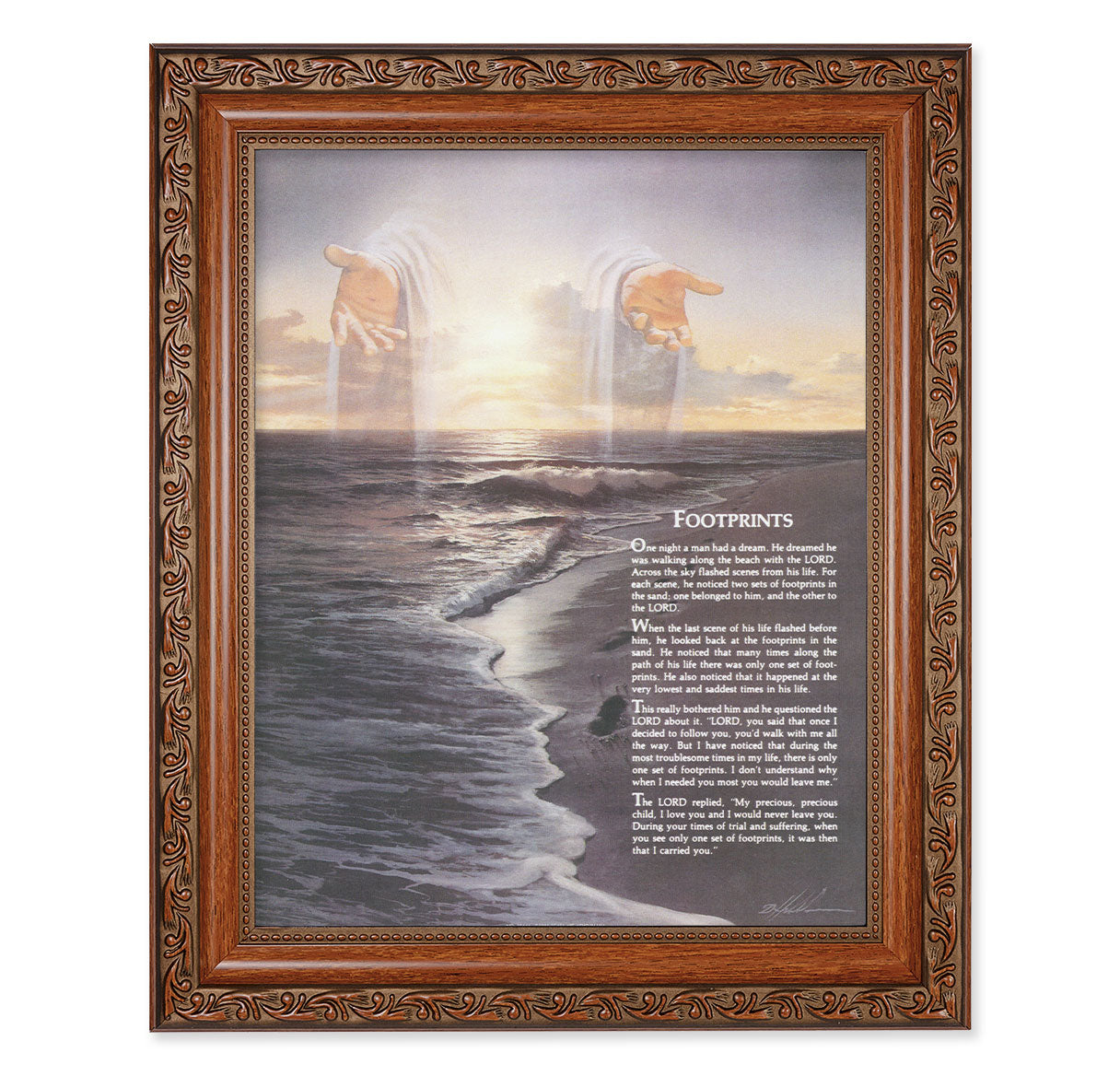 Footprints Mahogany Finished Framed Art