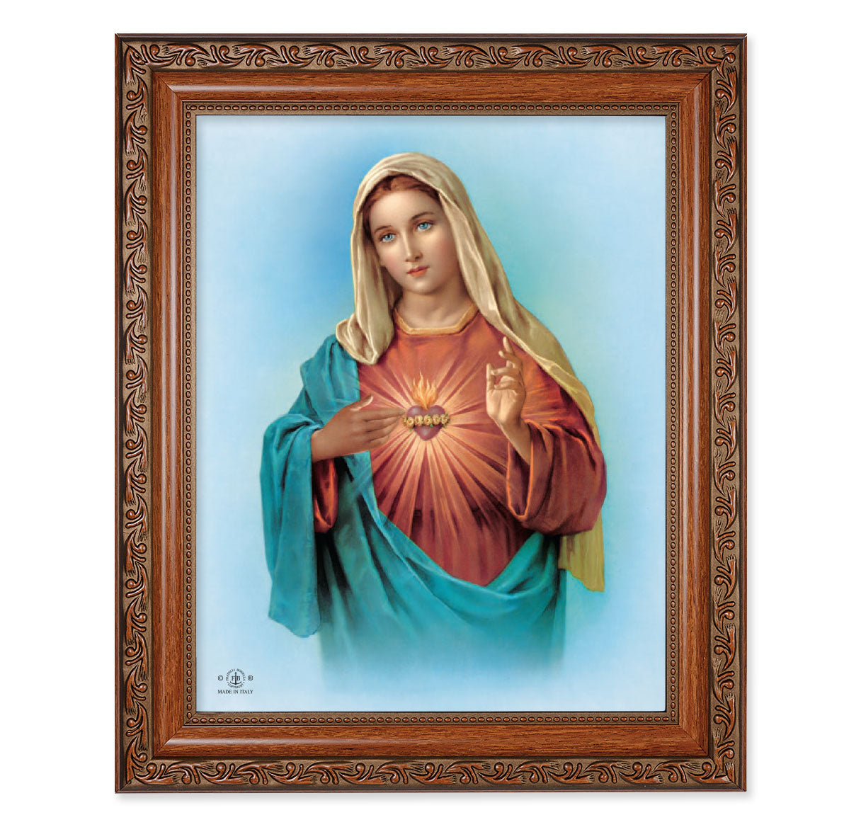 Immaculate Heart of Mary Mahogany Finished Framed Art