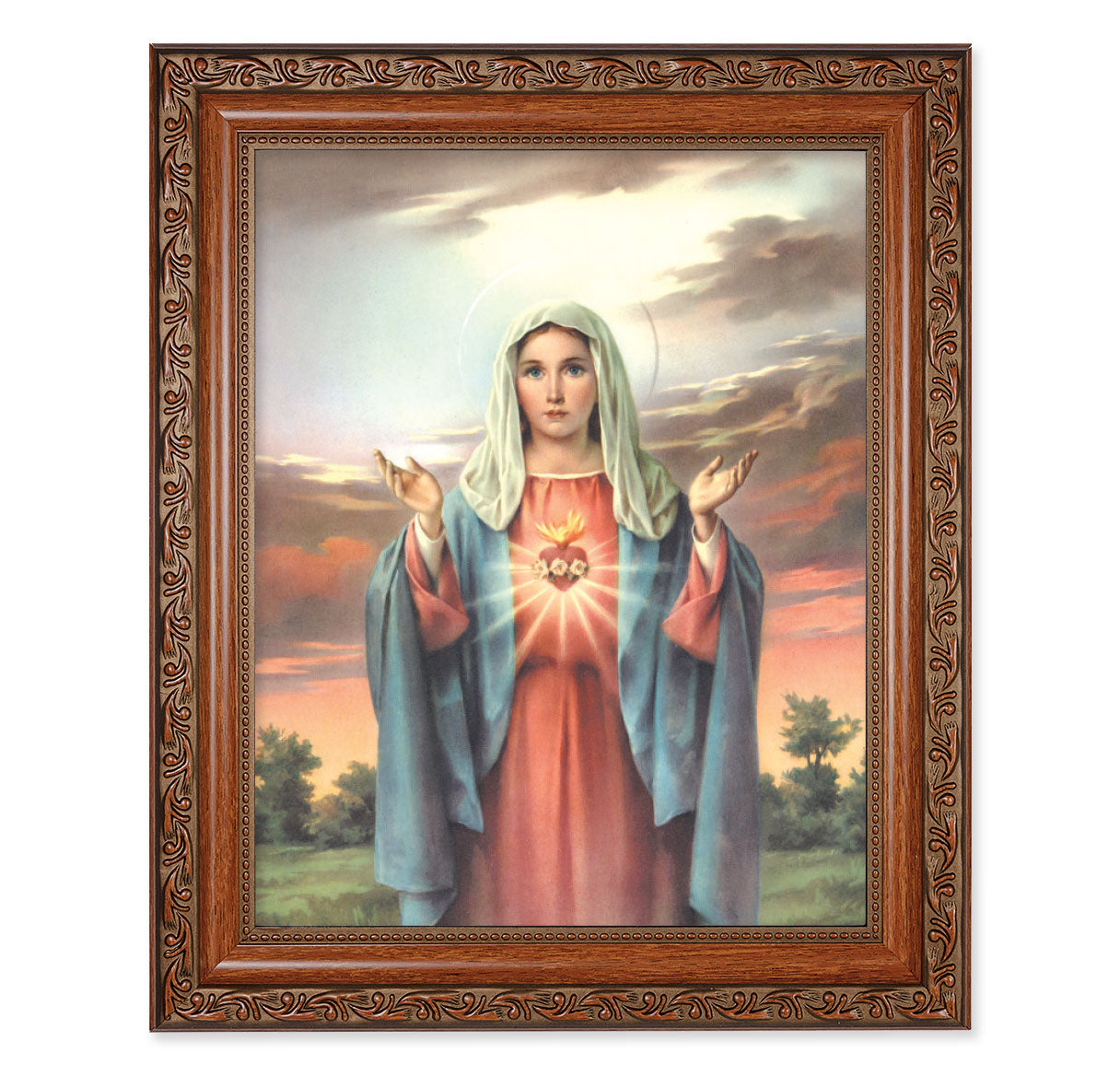 Immaculate Heart of Mary Mahogany Finished Framed Art