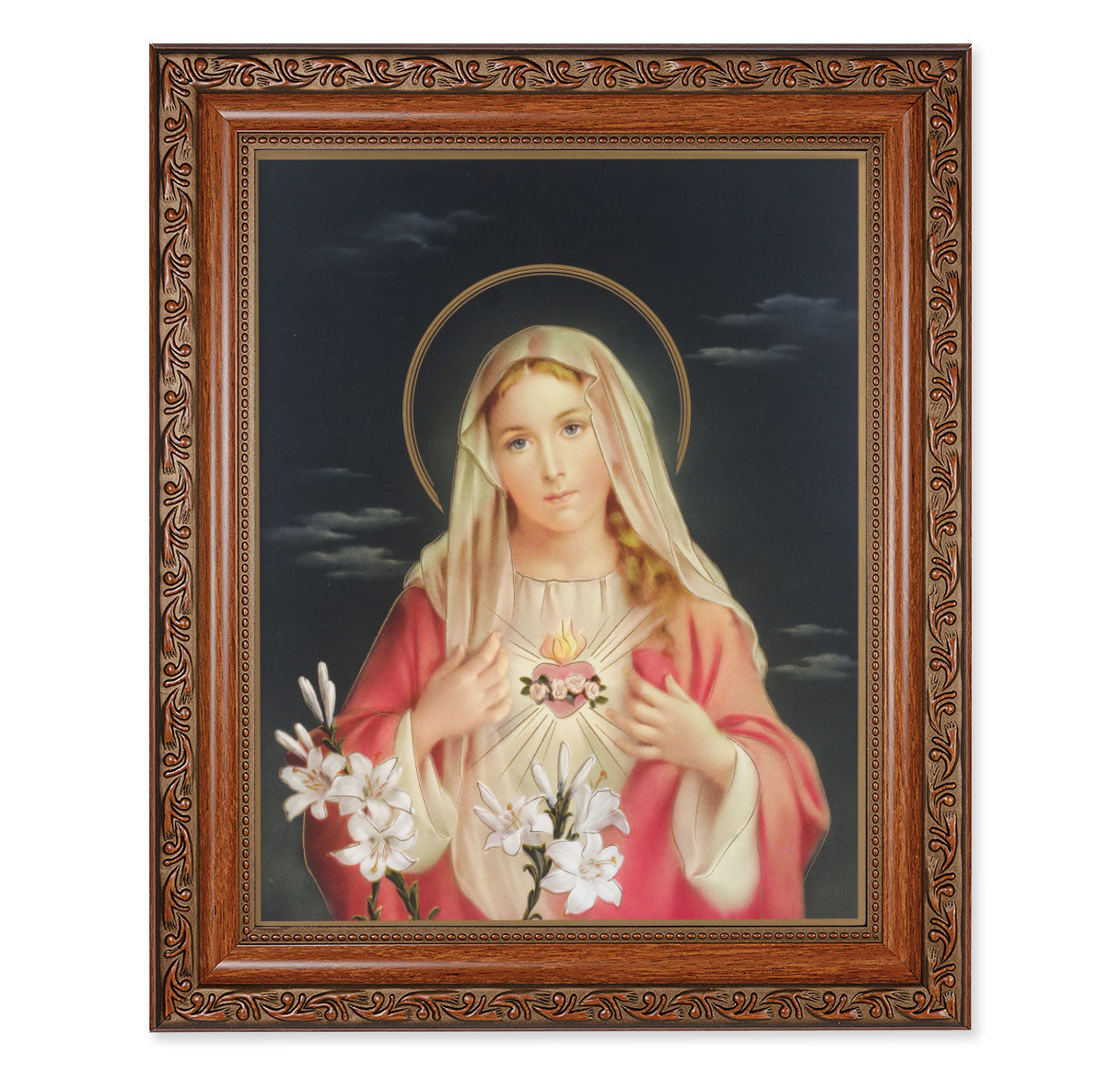 Immaculate Heart of Mary Mahogany Finished Framed Art
