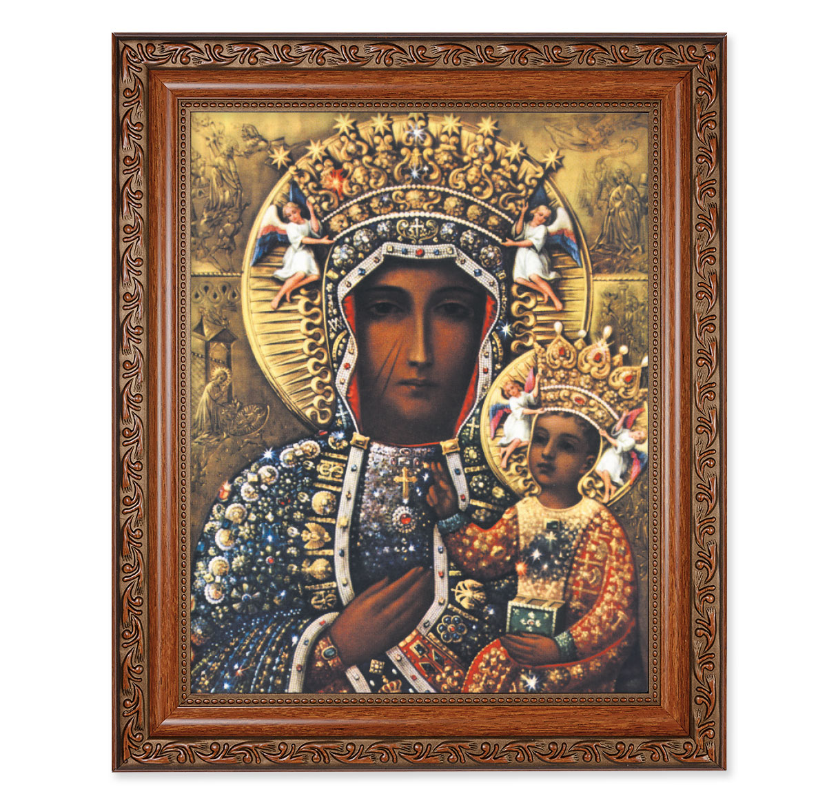 Our Lady of Czestochowa Mahogany Finished Framed Art