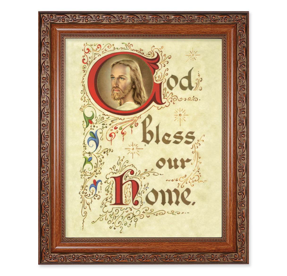 Christ House Blessing Mahogany Finished Framed Art