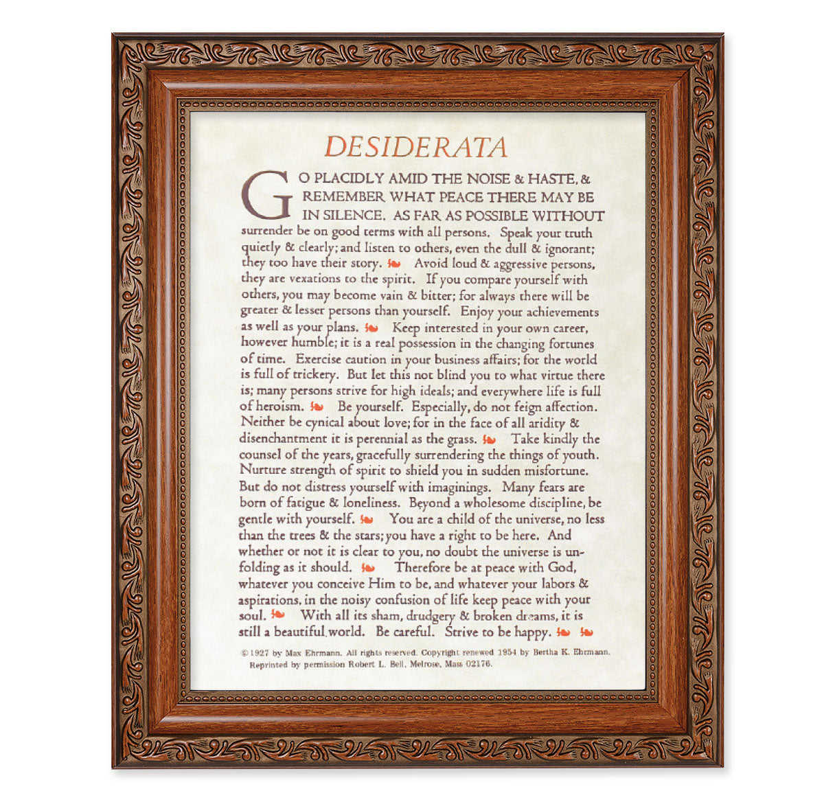 Desiderata Mahogany Finished Framed Art