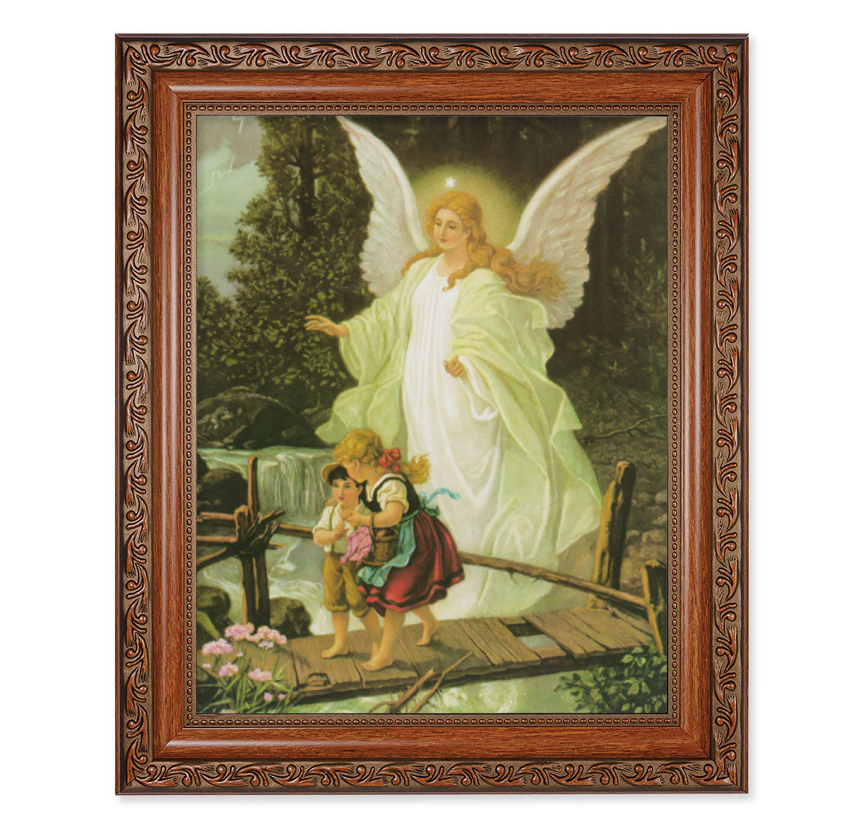 Guardian Angel Mahogany Finished Framed Art