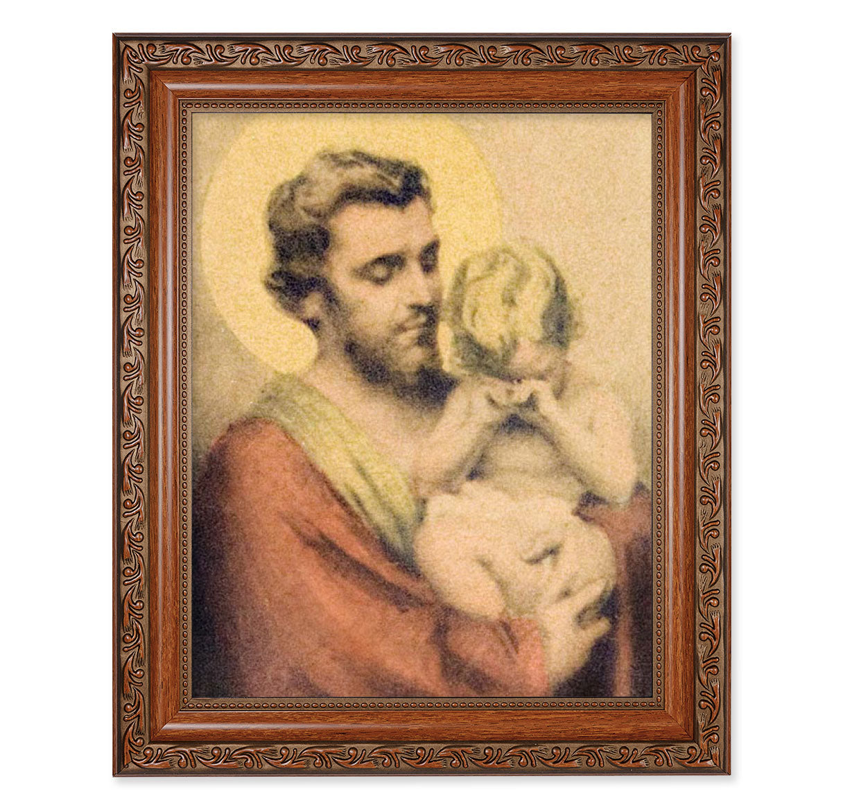 St. Joseph with Crying Jesus Mahogany Finished Framed Art