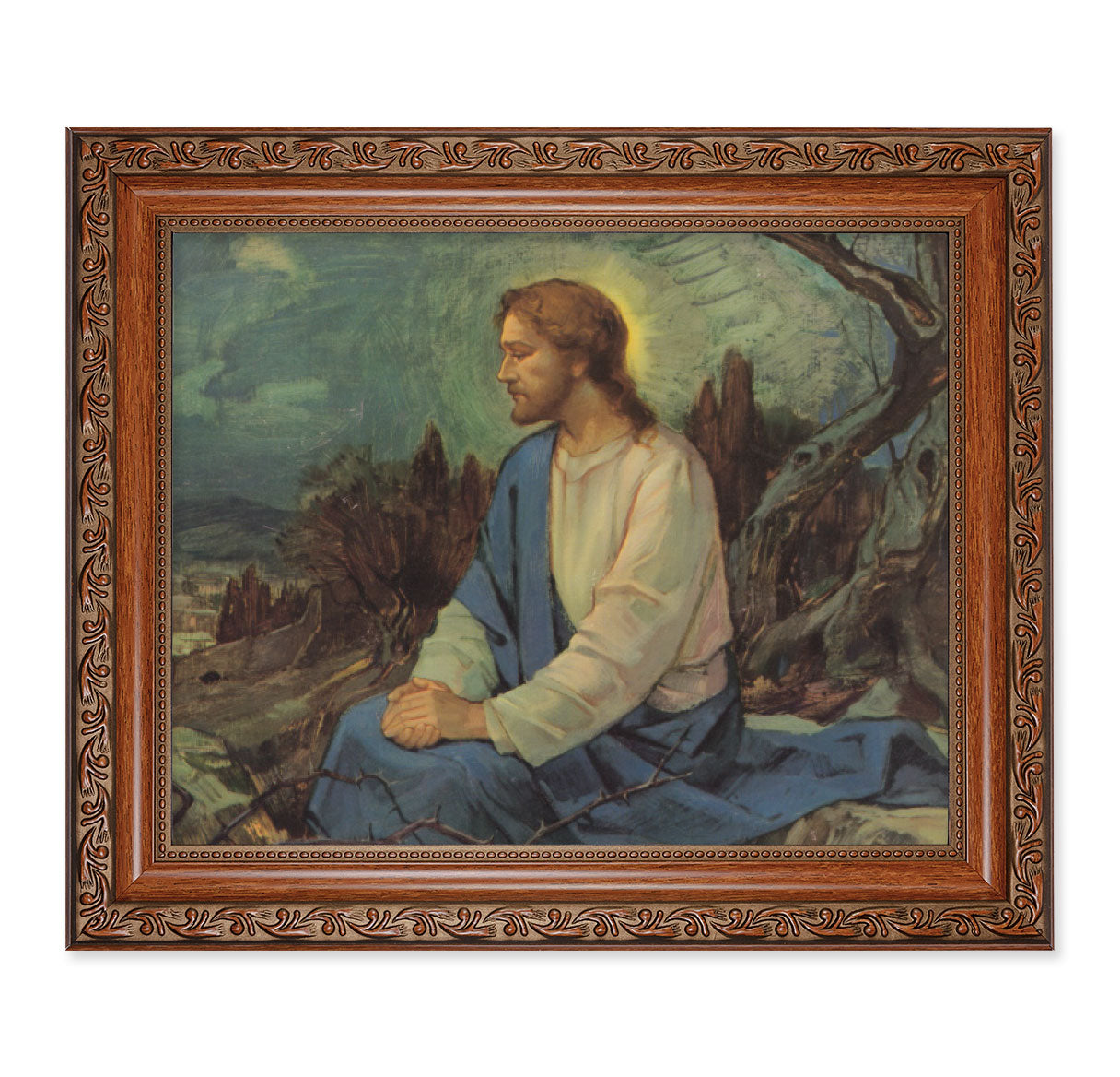 Meditation in the Garden Mahogany Finished Framed Art