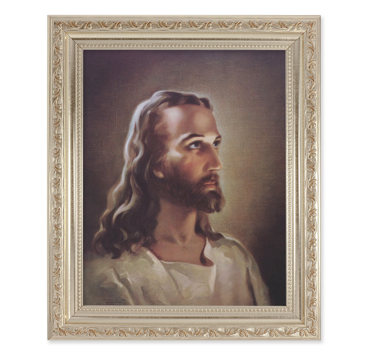 Head of Christ Antique Silver Framed Art
