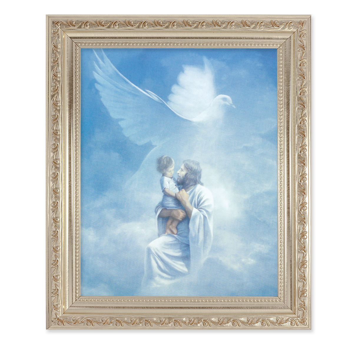 Christ Welcoming Child Antique Silver Framed Art