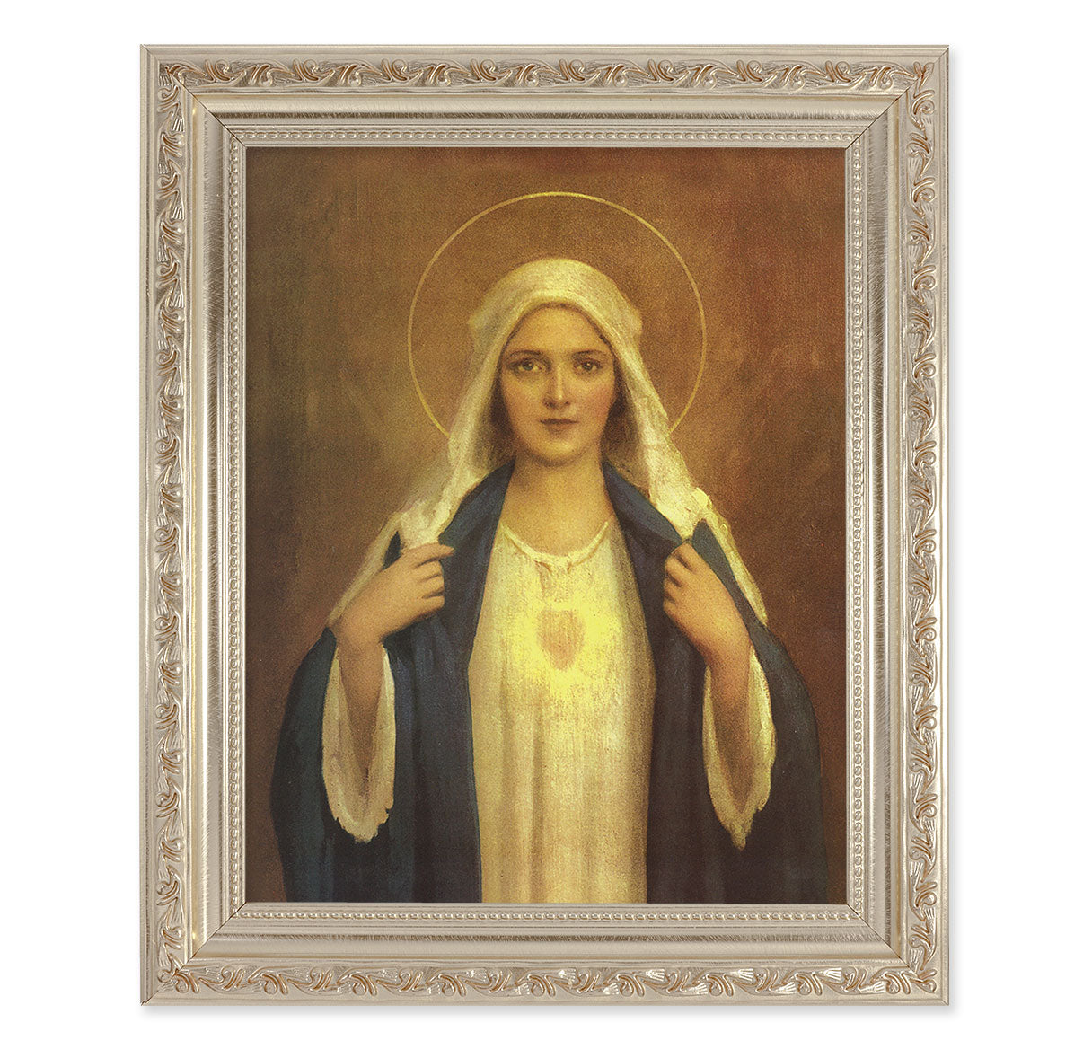 Immaculate Heart of Mary Antique Silver Framed Art