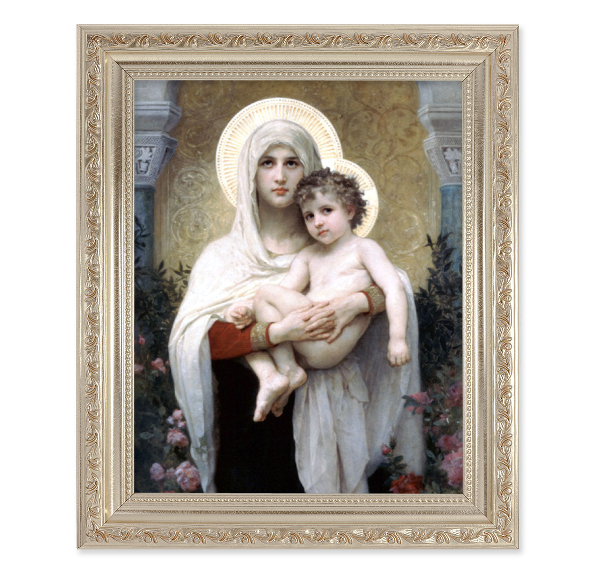 Madonna and Child Antique Silver Framed Art