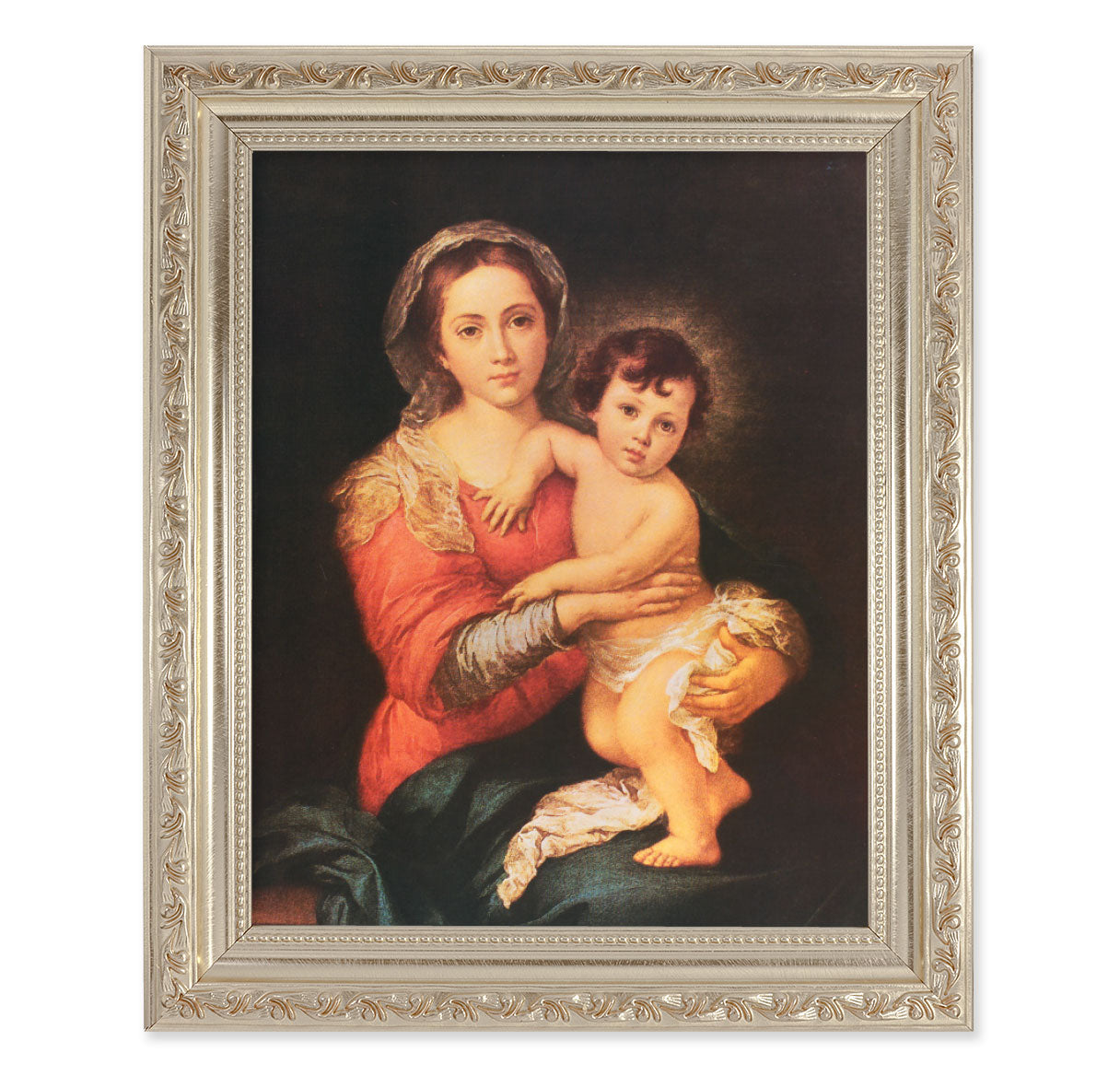 Madonna and Child Antique Silver Framed Art