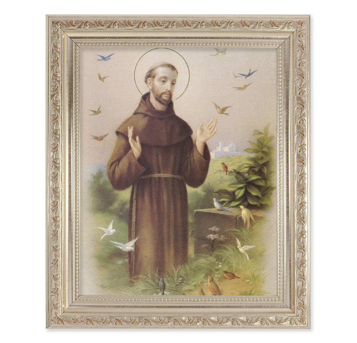 St. Francis Antique Silver Framed Art