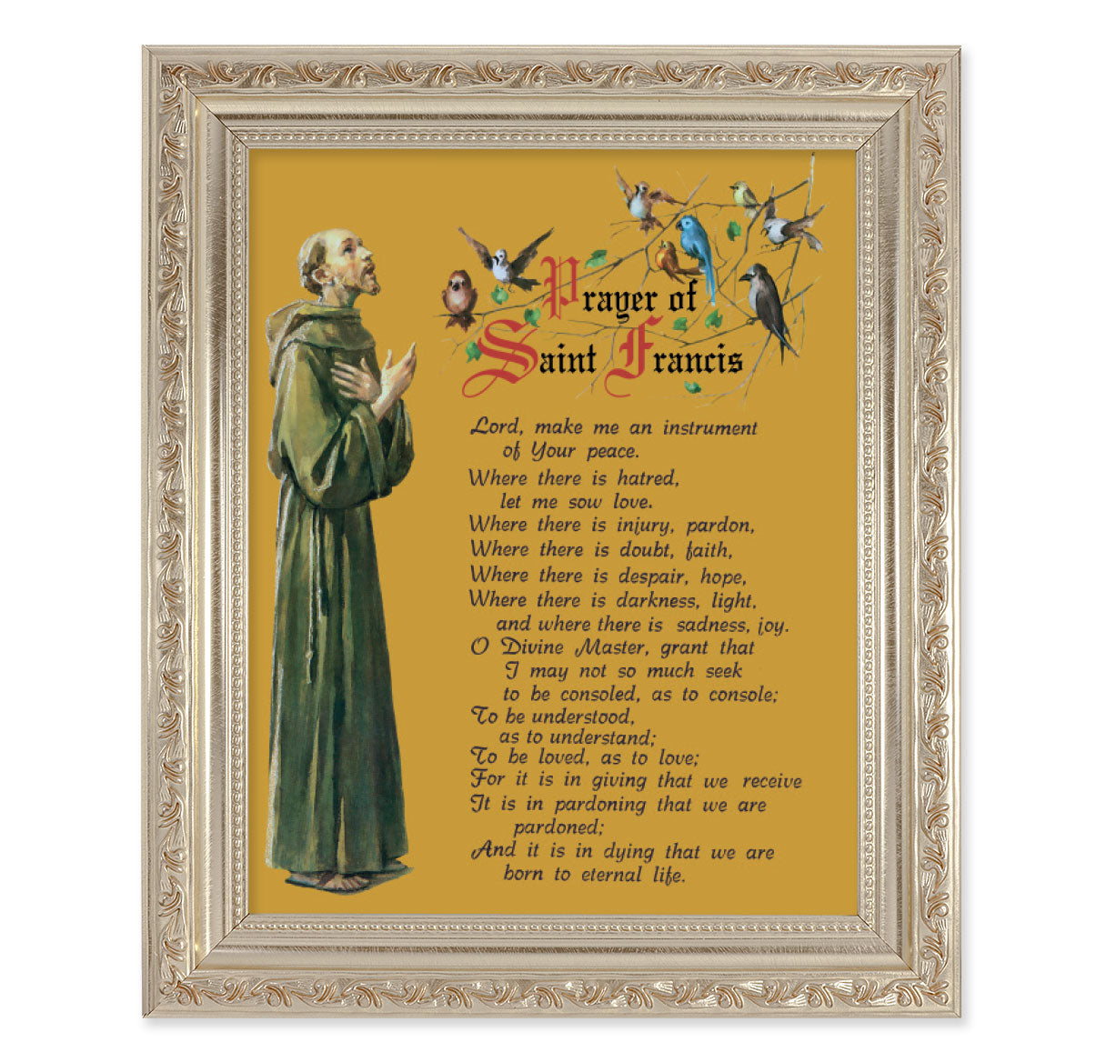 Prayer of St. Francis Antique Silver Framed Art