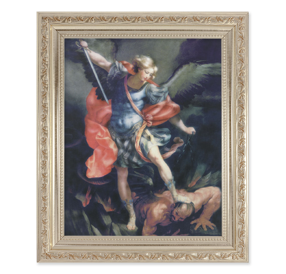 St. Michael Antique Silver Framed Art