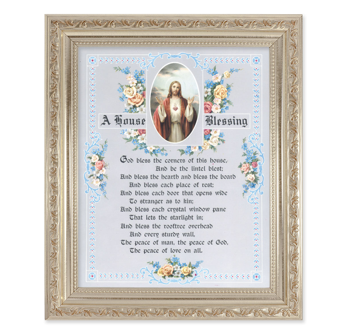House Blessing - Sacred Heart of Jesus Antique Silver Framed Art