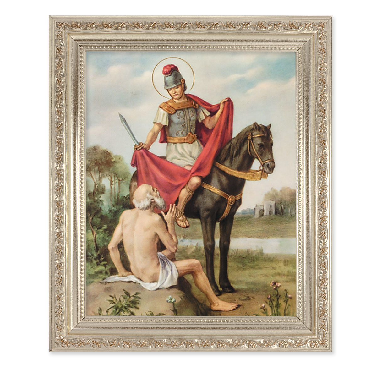 St. Martin of Tours Antique Silver Framed Art