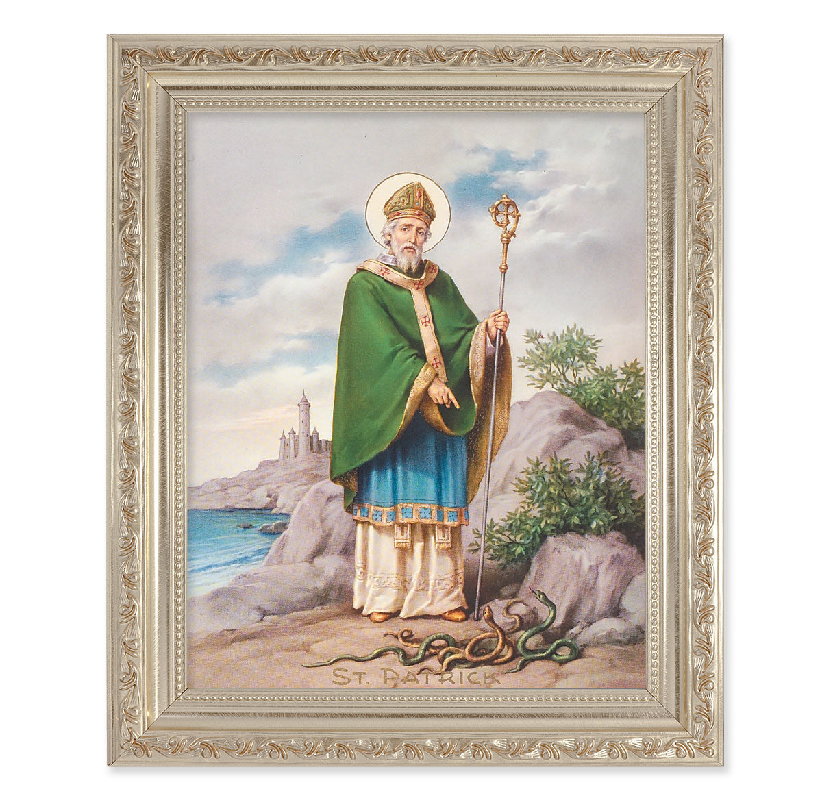 St. Patrick Antique Silver Framed Art