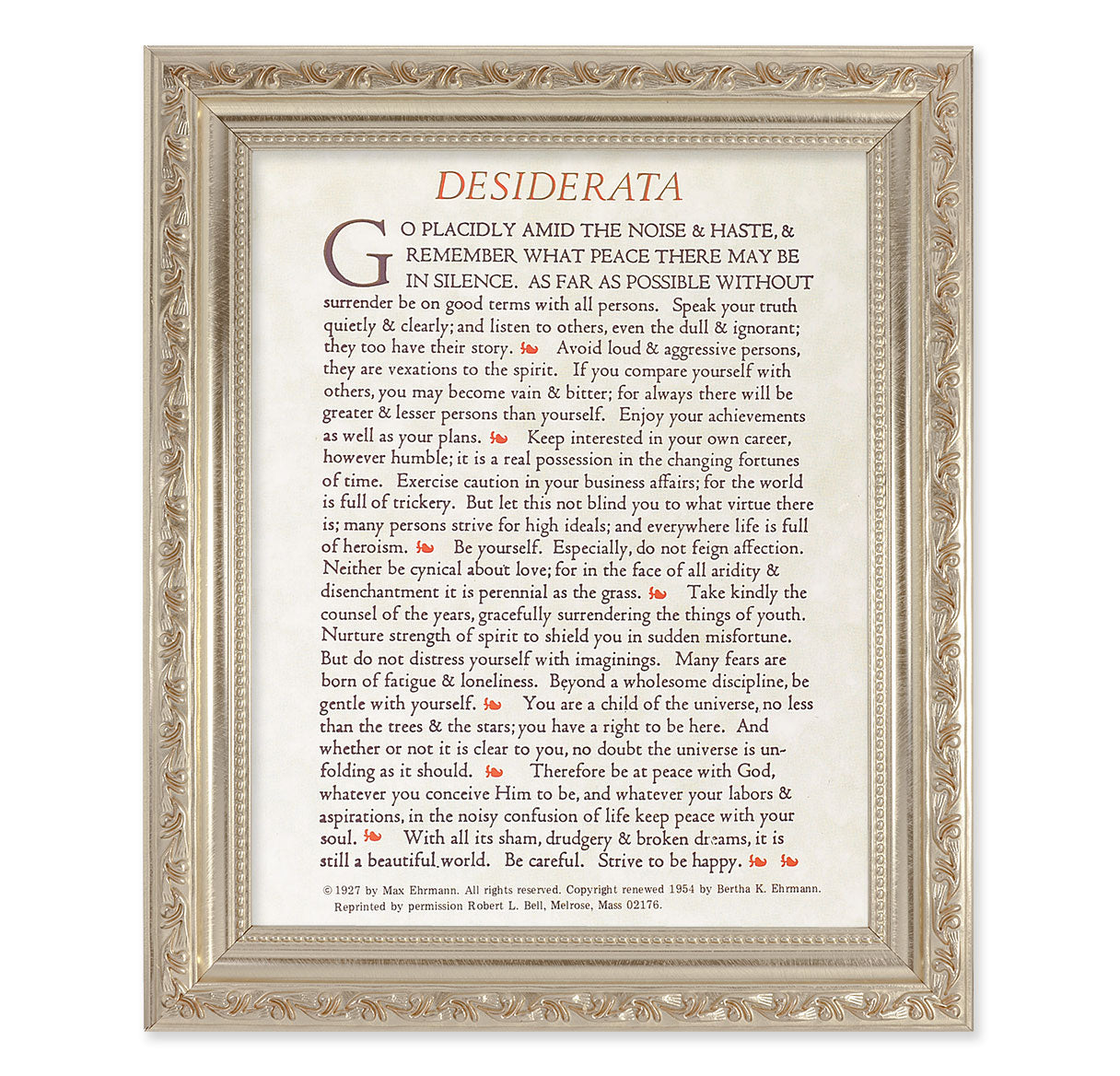 Desiderata Antique Silver Framed Art