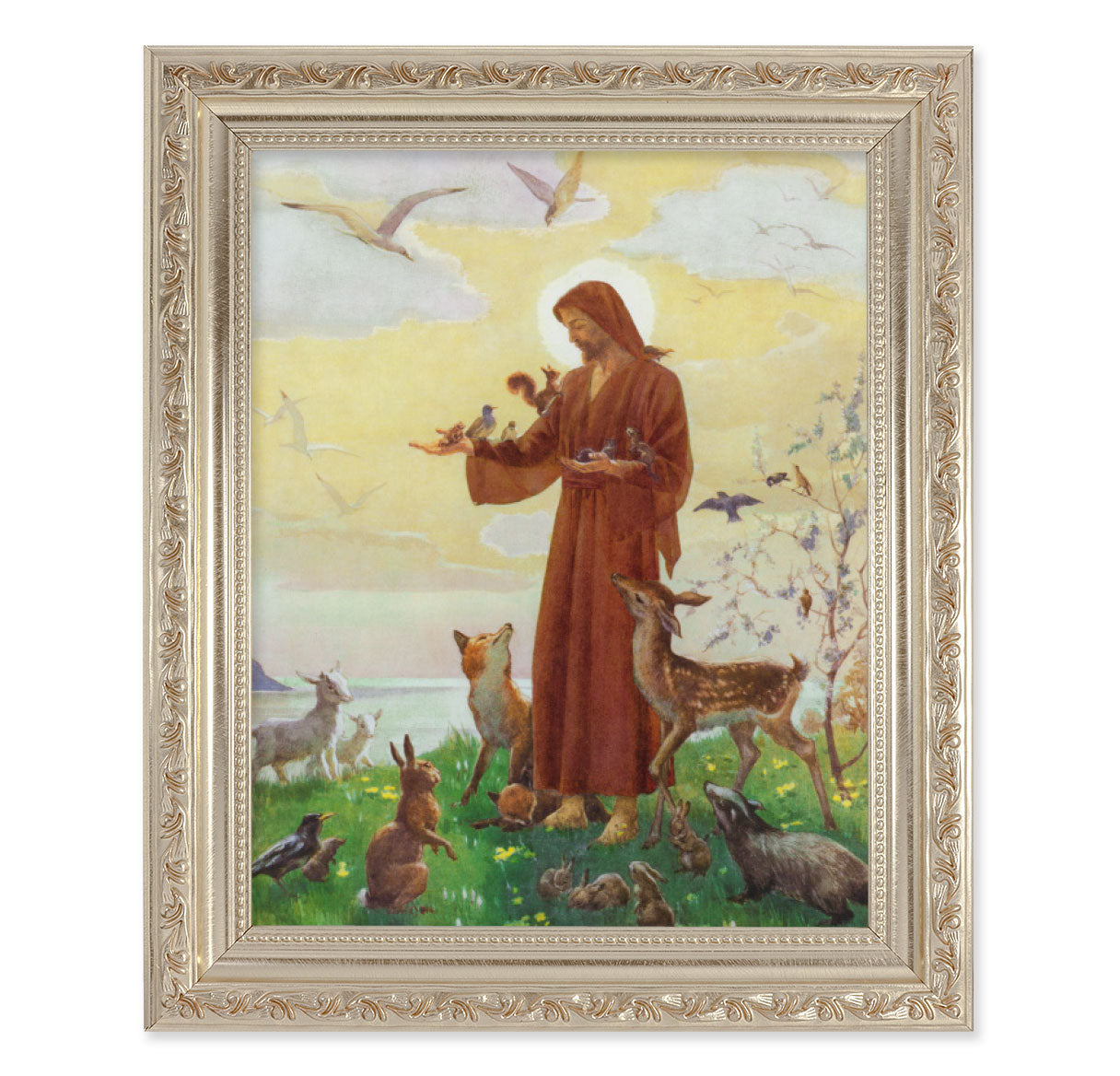 Divine Mercy Antique Silver Framed Art