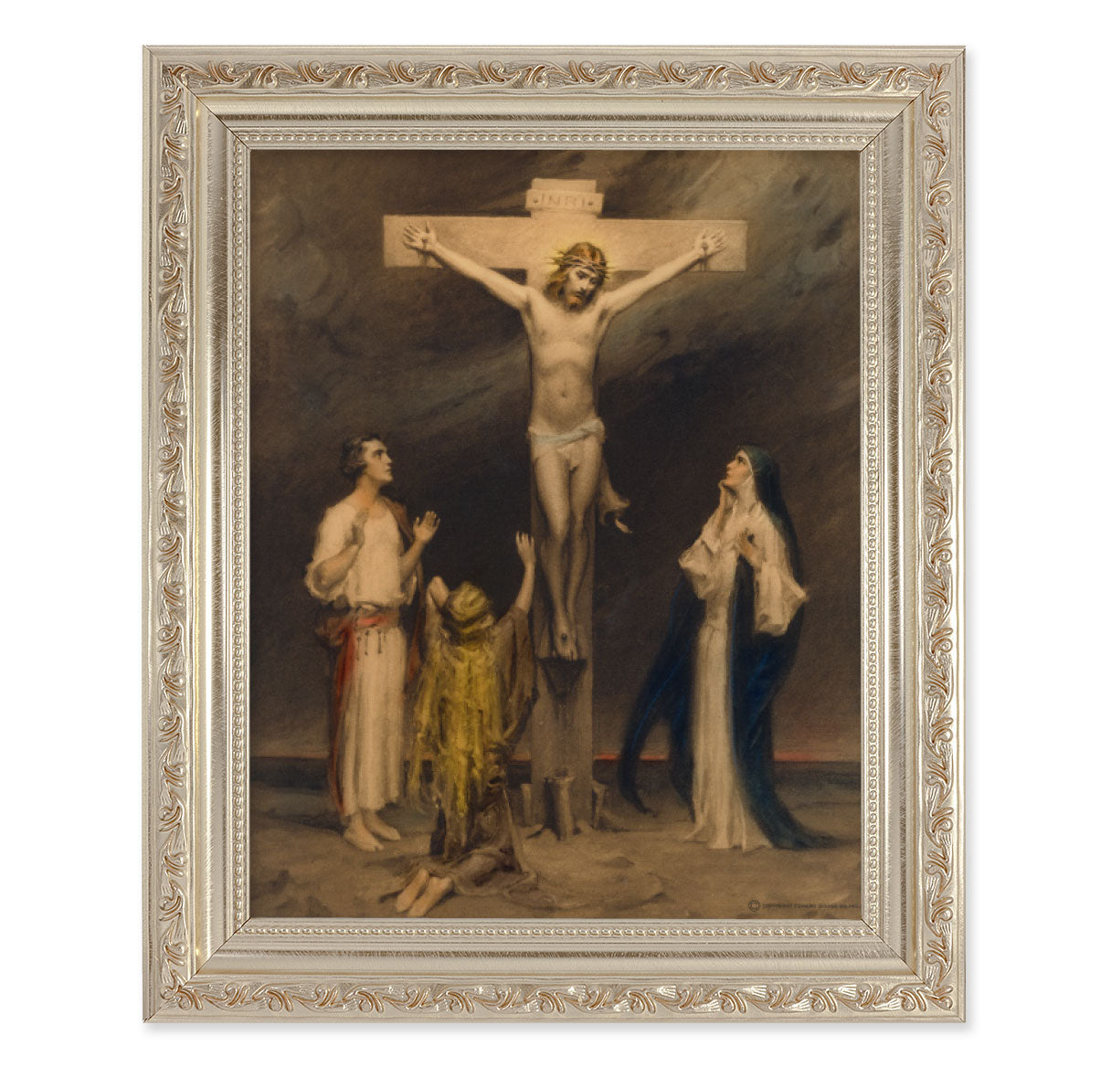 Crucifixion Of The Christ Antique Silver Framed Art The Catholic Shop