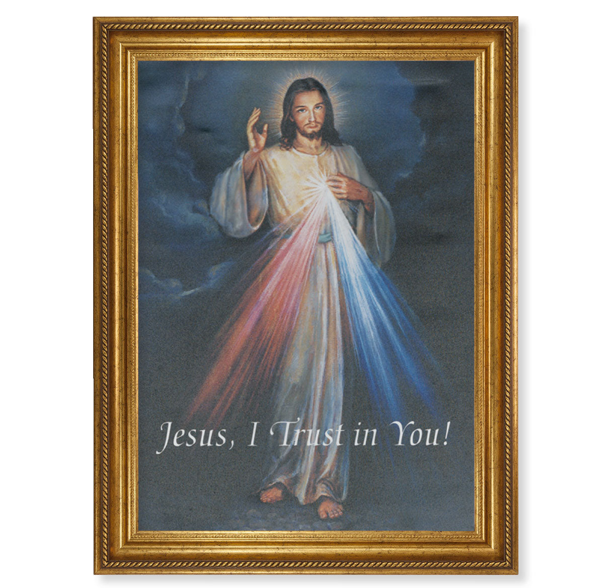 Divine Mercy Gold Wood Framed Canvas Art