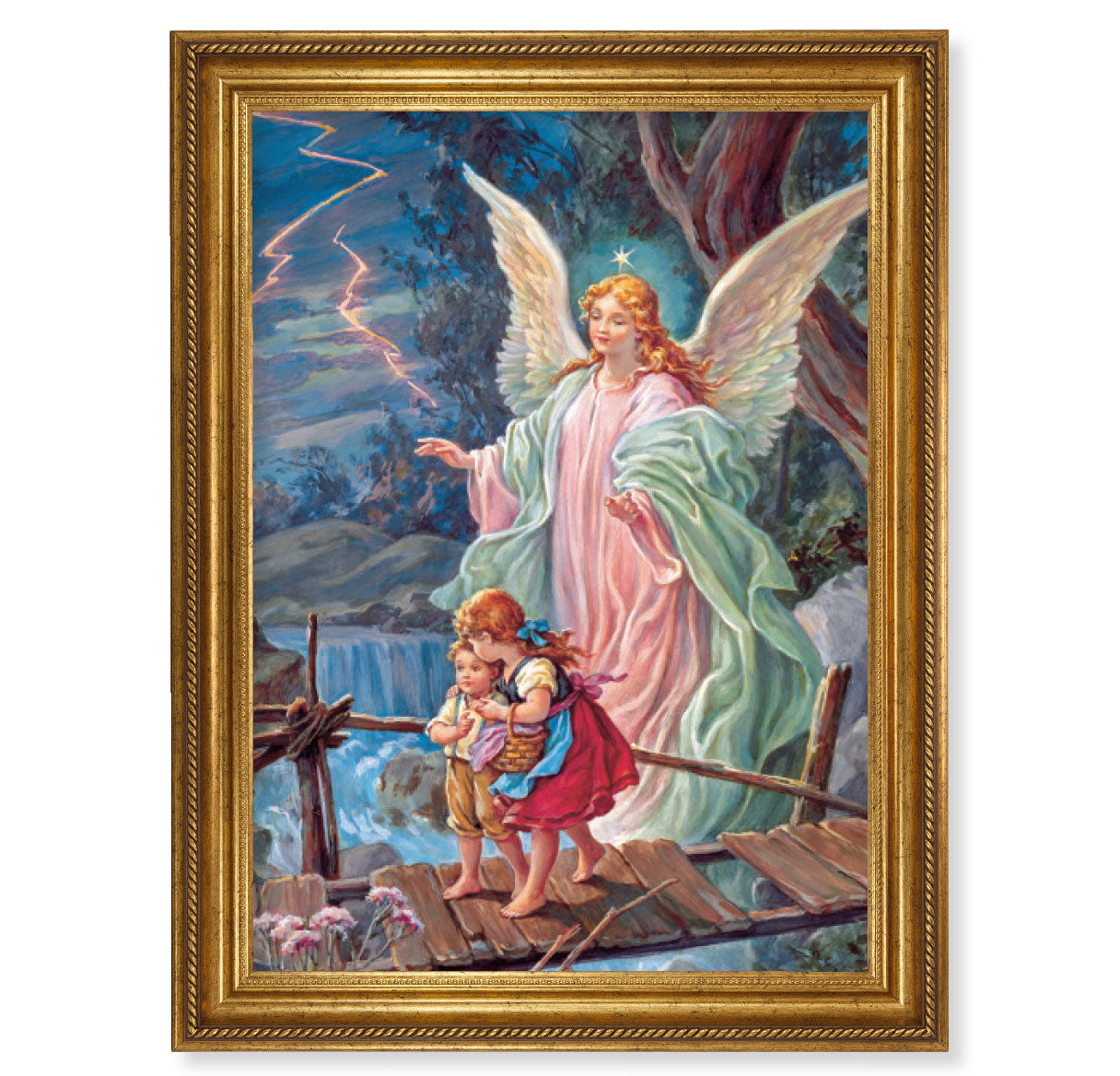 Guardian Angel Antique Gold-Leaf Framed Art