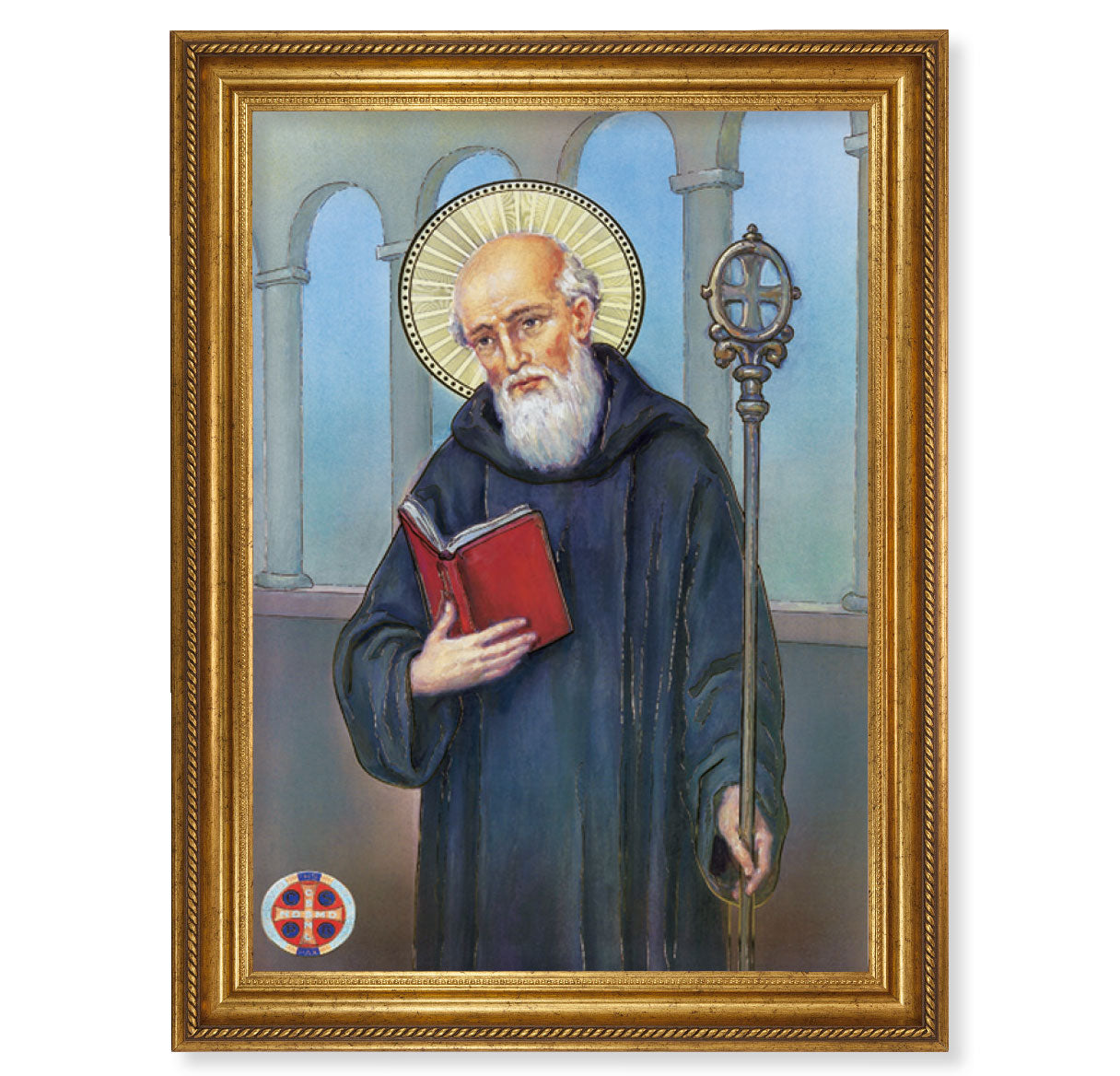 St. Benedict Antique Gold-Leaf Framed Art