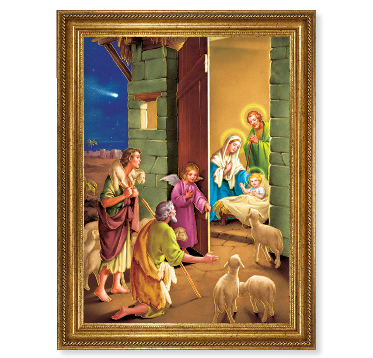 Nativity Antique Gold-Leaf Framed Art