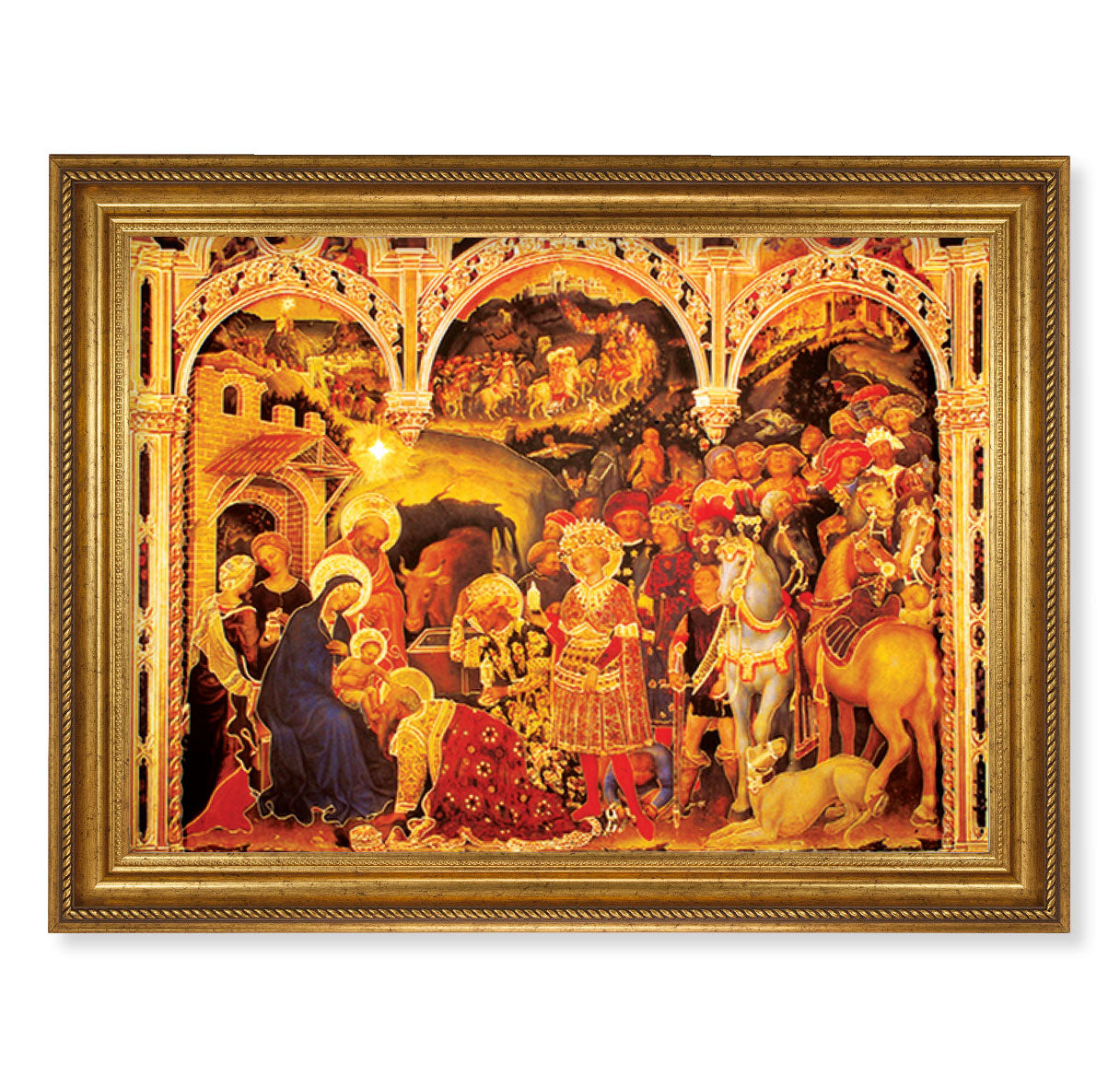 Adoration of the Magi Antique Gold-Leaf Framed Art