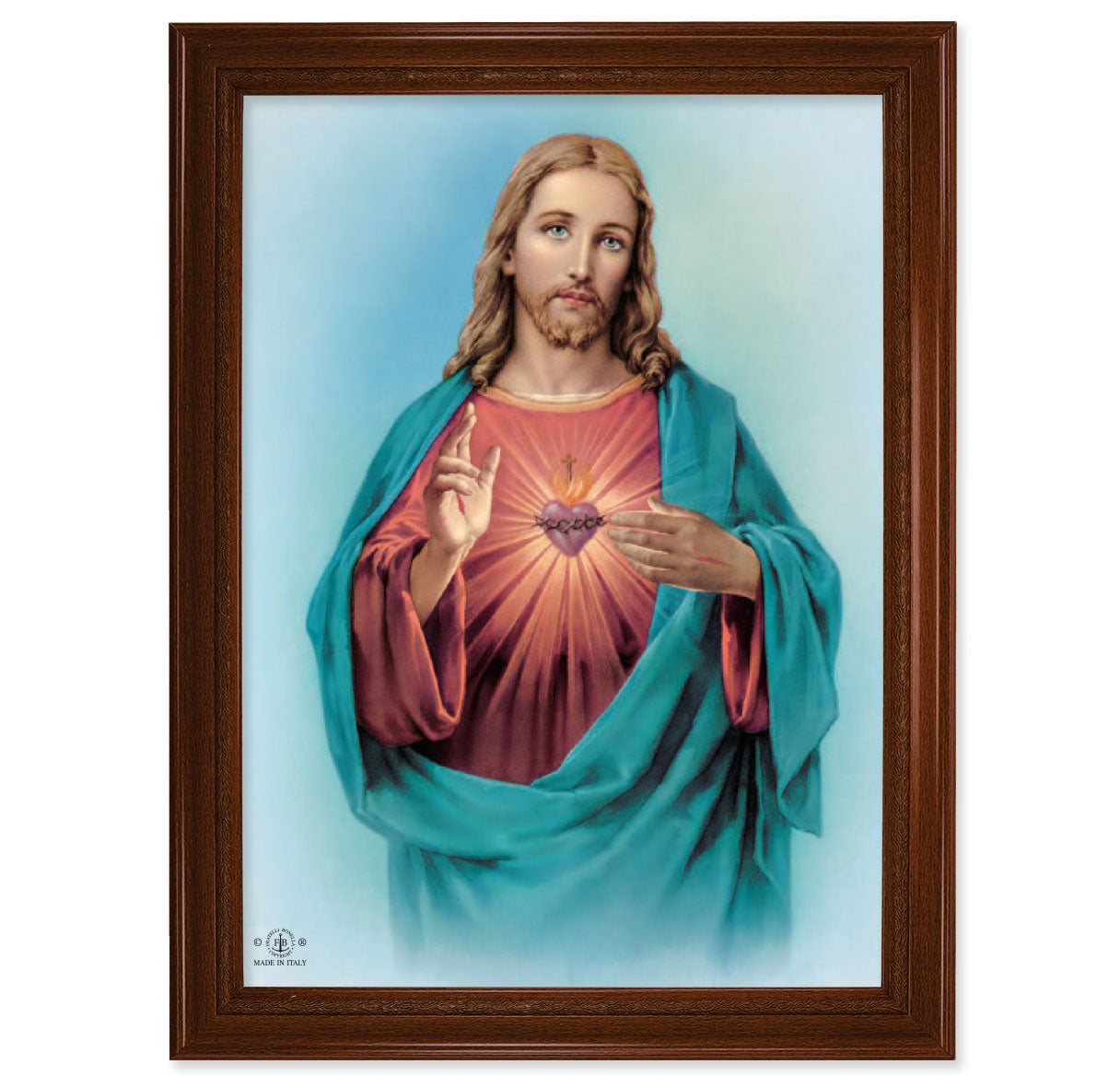 Sacred Heart of Jesus Walnut Finish Framed Art