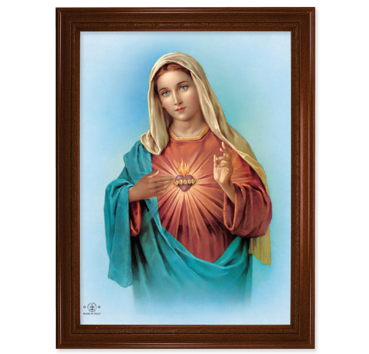 Immaculate Heart of Mary Walnut Finish Framed Art